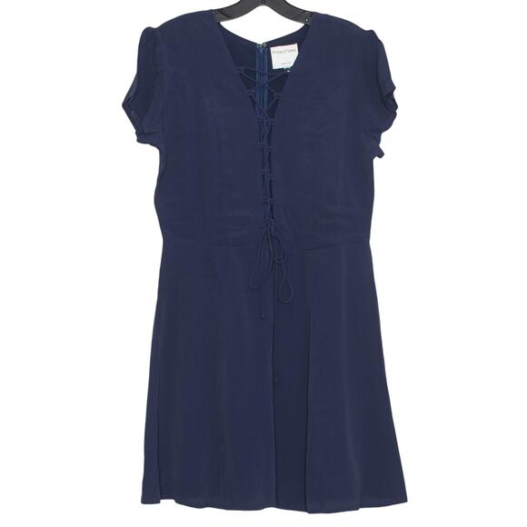 NWT Privacy Please Dress Cottage Dark Academia Minimalist Retro Navy Blue Medium - Picture 1 of 8